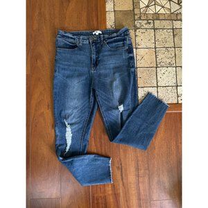 BP Womens Distressed High Rise Skinny Crop Jeans Raw Hem size 30